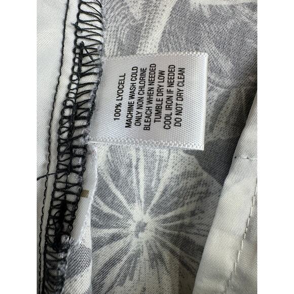 Loft Wide Leg Cropped Pants Womens M Gray Botanical Floral Elastic Waist Lyocel - Picture 7 of 9